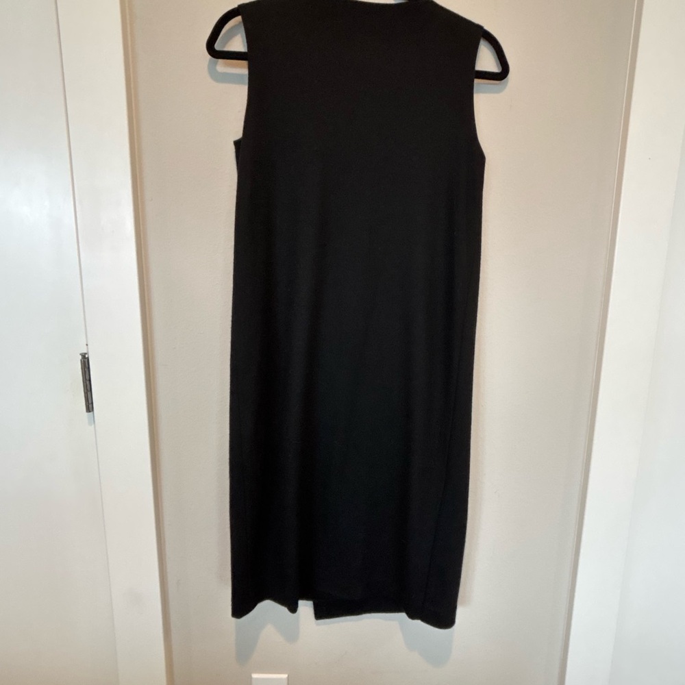 Jil Sander Black Sleeveless Wool Midi Dress with Asymmetric Drape 219 - Picture 2 of 7